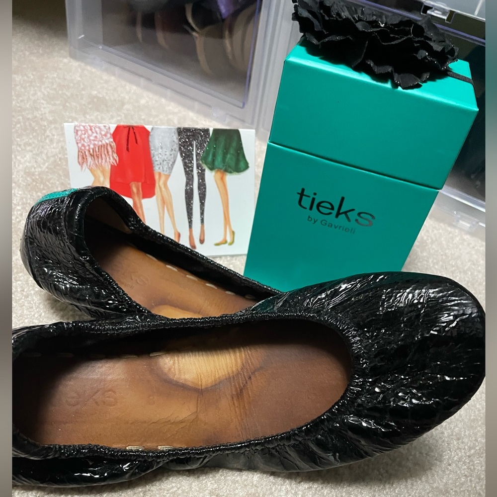 Tieks // Obsidian Black // Patent Lesther // Size 7 // EUC